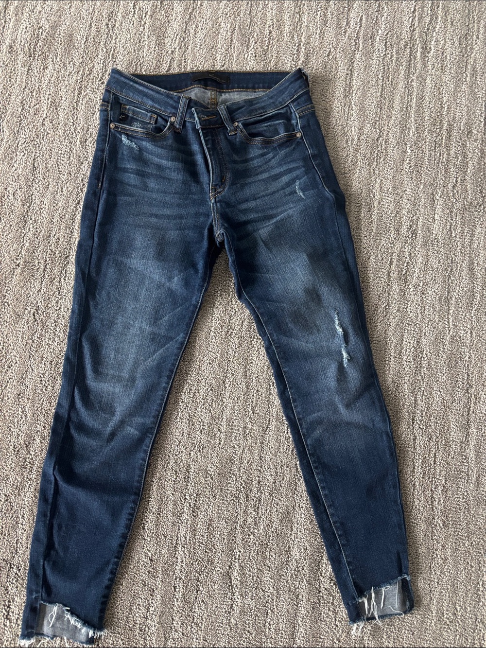KanCan Women's Dark Indigo Distressed Ankle Jeans